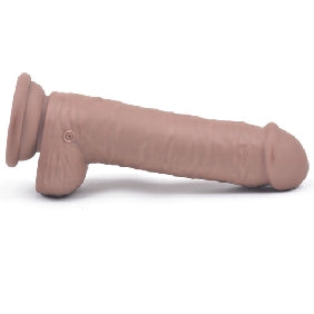 10 Functions Silicone Rechargeable Vibrating and Rotating Brown Realistic Dildo