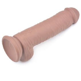 10 Functions Silicone Rechargeable Vibrating and Rotating Brown Realistic Dildo