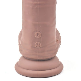 10 Functions Silicone Rechargeable Vibrating and Rotating Brown Realistic Dildo