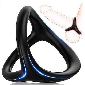 Black 3 in 1 Ultra Soft Cock Ring for Erection Enhancement