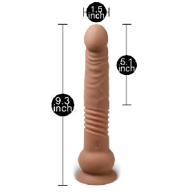 Brown 10 Function Vibrating and Thrusting Dildo