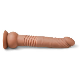 Brown 10 Function Vibrating and Thrusting Dildo